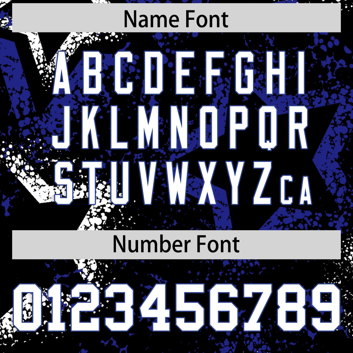 Custom Black White Royal Blue Star-Shaped Ink Texture Graffiti Pattern Baseball Jersey | Sublimation Printed & Stitched,Add Name and Numbern,Perfect for Parties,Perfect for Training | KXKSHOP