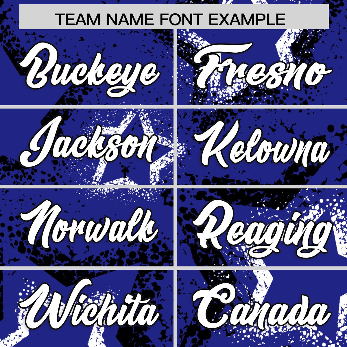 Custom Royal Blue Black White Star-Shaped Ink Texture Graffiti Pattern Baseball Jersey | Sublimation Printed & Stitched,Add Name and Numbern,Perfect for Parties,Perfect for Training | KXKSHOP