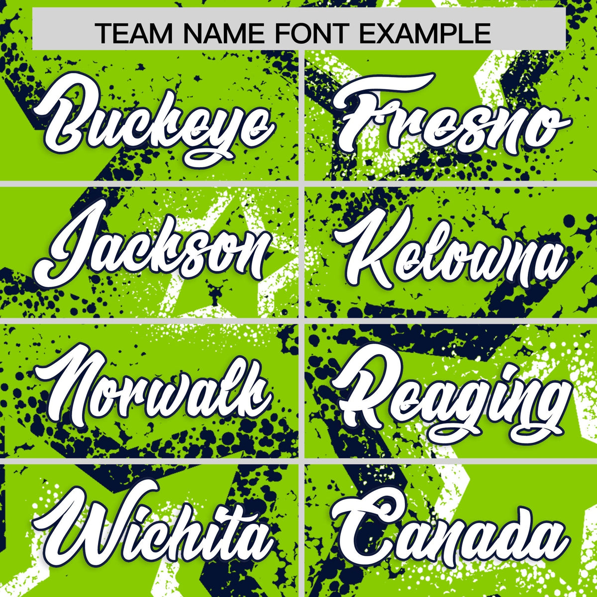 Custom Neon Green White Navy Star-Shaped Ink Texture Graffiti Pattern Baseball Jersey | Sublimation Printed &amp; Stitched,Add Name and Numbern,Perfect for Parties,Perfect for Training | KXKSHOP