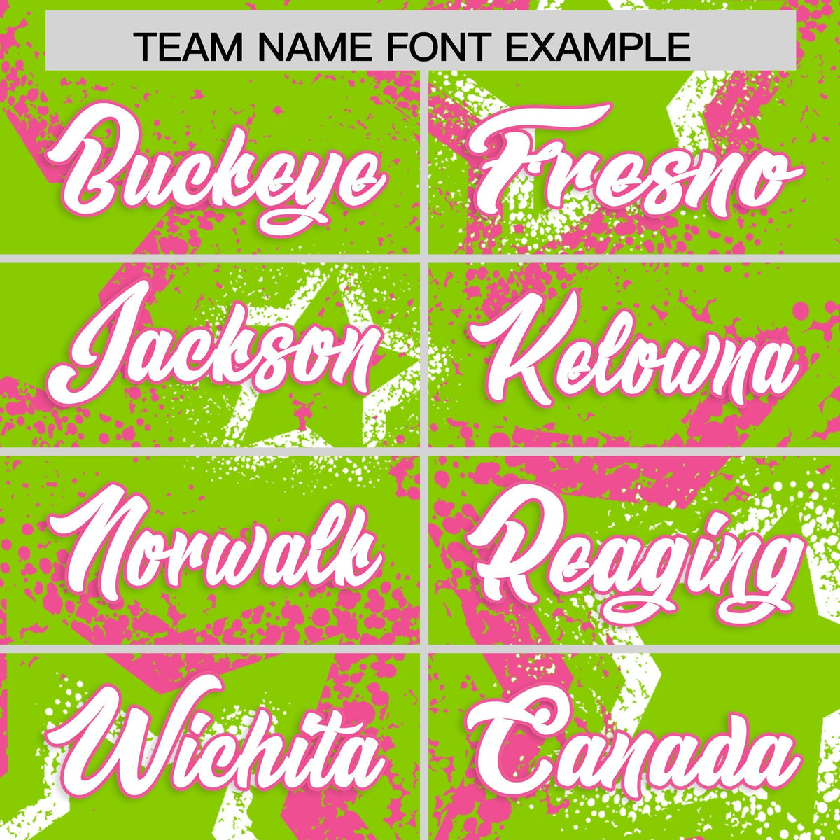 Custom Neon Green Pink White Star-Shaped Ink Texture Graffiti Pattern Baseball Jersey | Sublimation Printed &amp; Stitched,Add Name and Numbern,Perfect for Parties,Perfect for Training | KXKSHOP