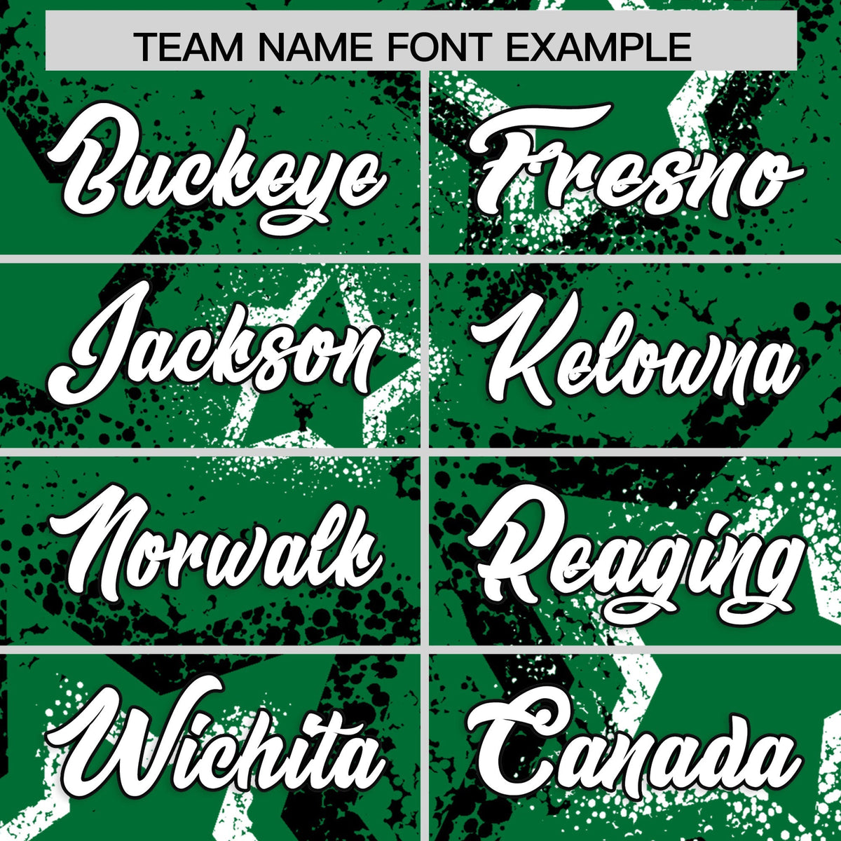 Custom Kelly Green White Star-Shaped Ink Texture Graffiti Pattern Baseball Jersey | Sublimation Printed & Stitched,Add Name and Numbern,Perfect for Parties,Perfect for Training | KXKSHOP