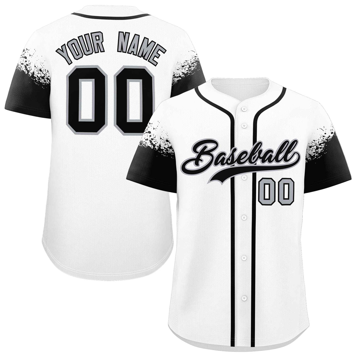 Custom White Black Personalized Raglan Sleeves Design Authentic Baseball Jersey