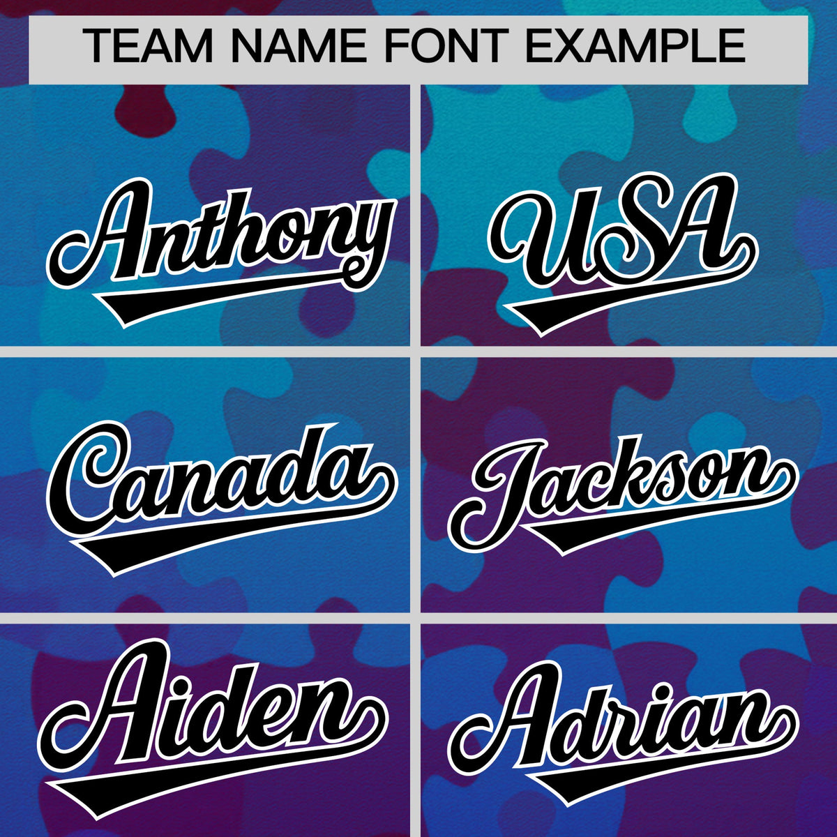 Custom Blue Black White Puzzle Elements Baseball Jersey | Sublimation Printed &amp; Stitched,Add Name and Numbern,Perfect for Teams | KXKSHOP