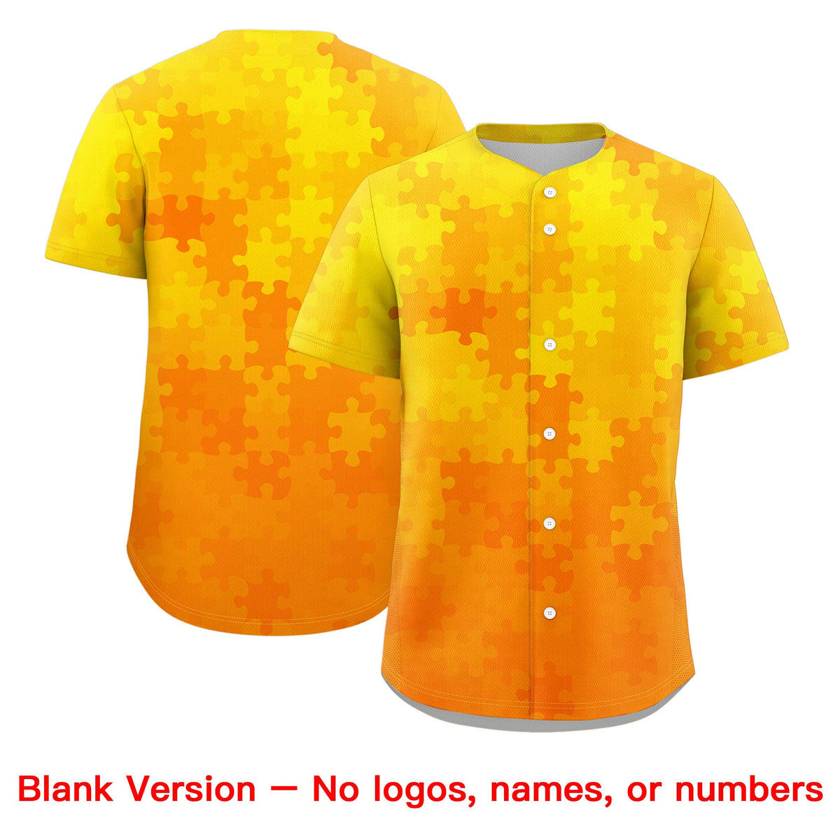 Custom Yellow Royal Blue White Puzzle Elements Baseball Jersey | Sublimation Printed &amp; Stitched,Add Name and Numbern,Perfect for Teams | KXKSHOP