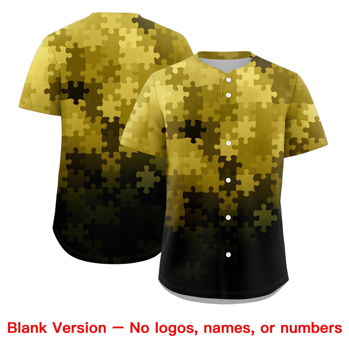 Custom Old Gold White Black Puzzle Elements Baseball Jersey | Sublimation Printed &amp; Stitched,Add Name and Numbern,Perfect for Teams | KXKSHOP