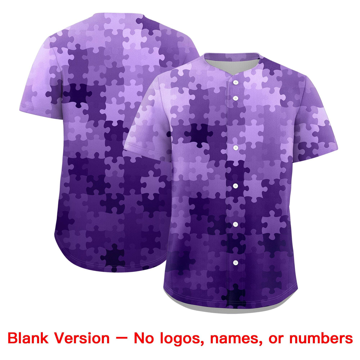 Custom Purple Black White Puzzle Elements Baseball Jersey | Sublimation Printed &amp; Stitched,Add Name and Numbern,Perfect for Teams | KXKSHOP