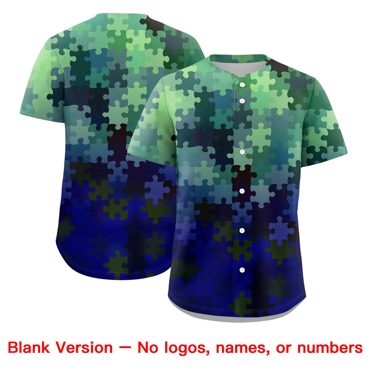 Custom White Dark Blue Puzzle Elements Baseball Jersey | Sublimation Printed &amp; Stitched,Add Name and Numbern,Perfect for Teams | KXKSHOP