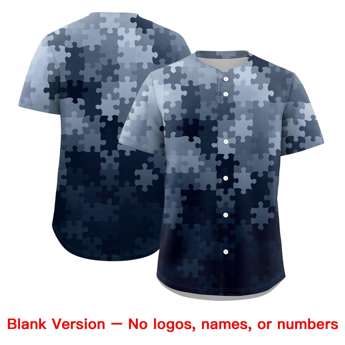 Custom White Navy Puzzle Elements Baseball Jersey | Sublimation Printed &amp; Stitched,Add Name and Numbern,Perfect for Teams | KXKSHOP