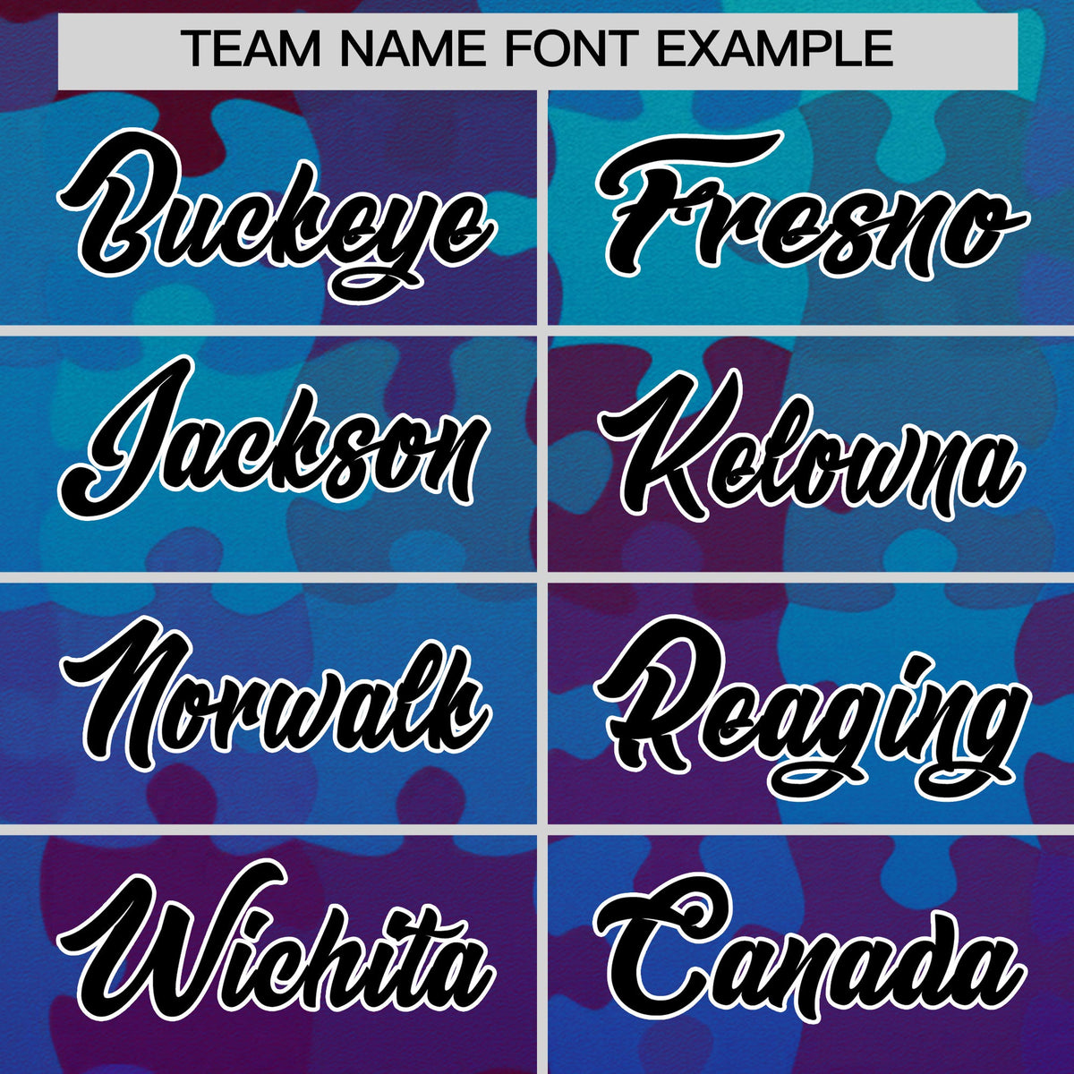 Custom Blue Black White Puzzle Elements Baseball Jersey | Sublimation Printed &amp; Stitched,Add Name and Numbern,Perfect for Teams | KXKSHOP