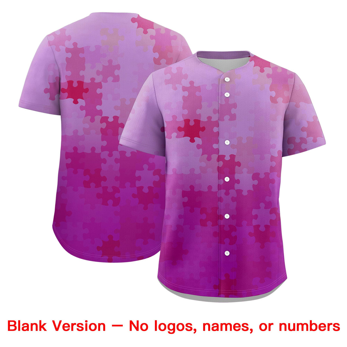 Custom Pink White Puzzle Elements Baseball Jersey | Sublimation Printed &amp; Stitched,Add Name and Numbern,Perfect for Teams | KXKSHOP