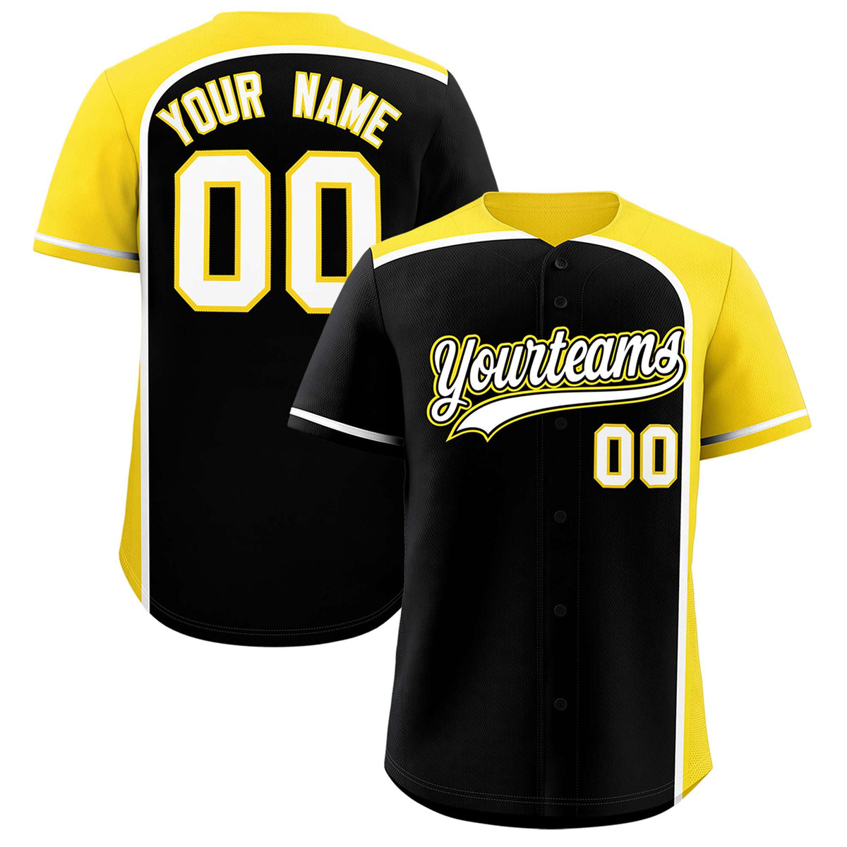 Custom Black Gold Personalized Color Block Authentic Baseball jersey