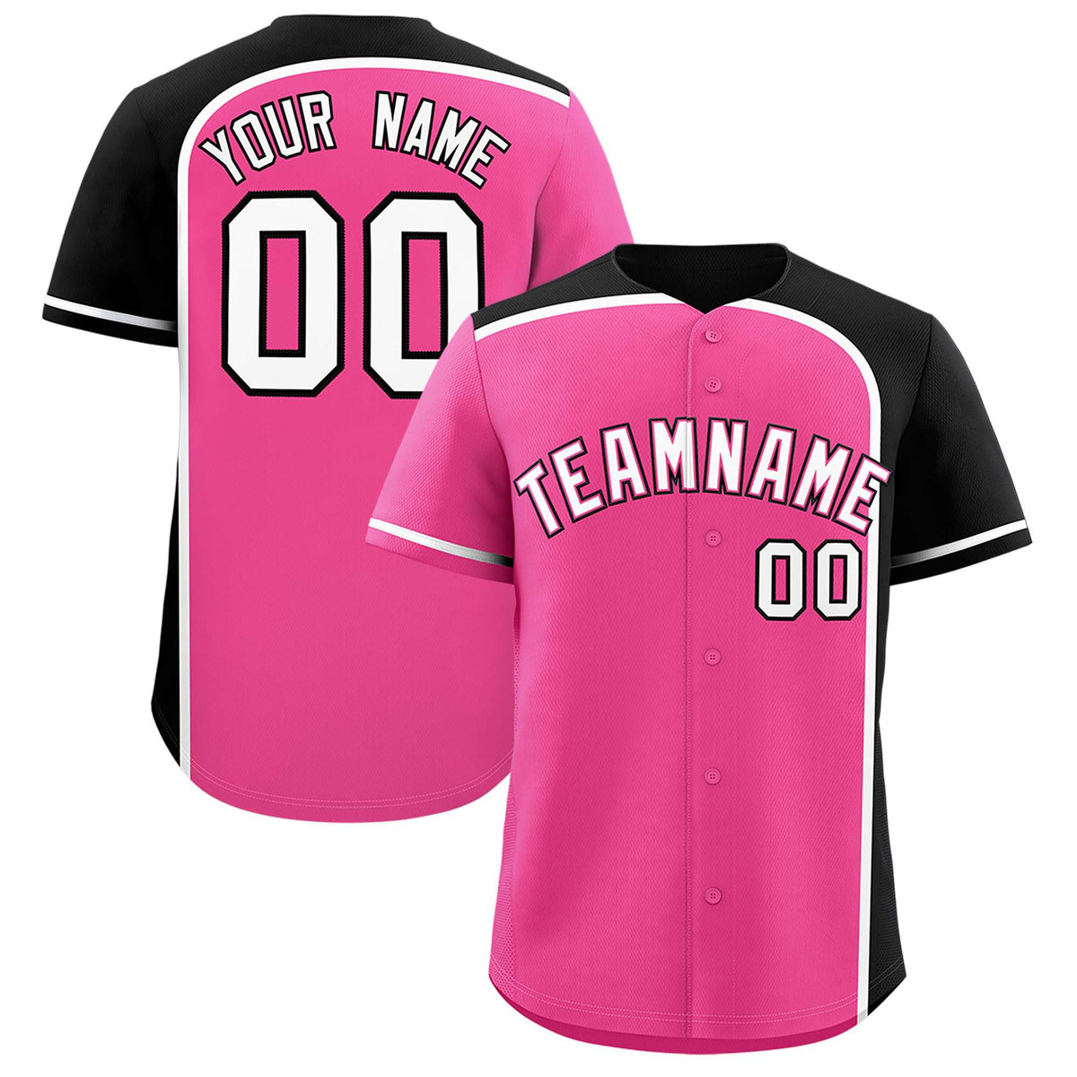 Custom Pink Black Personalized Color Block Authentic Baseball jersey