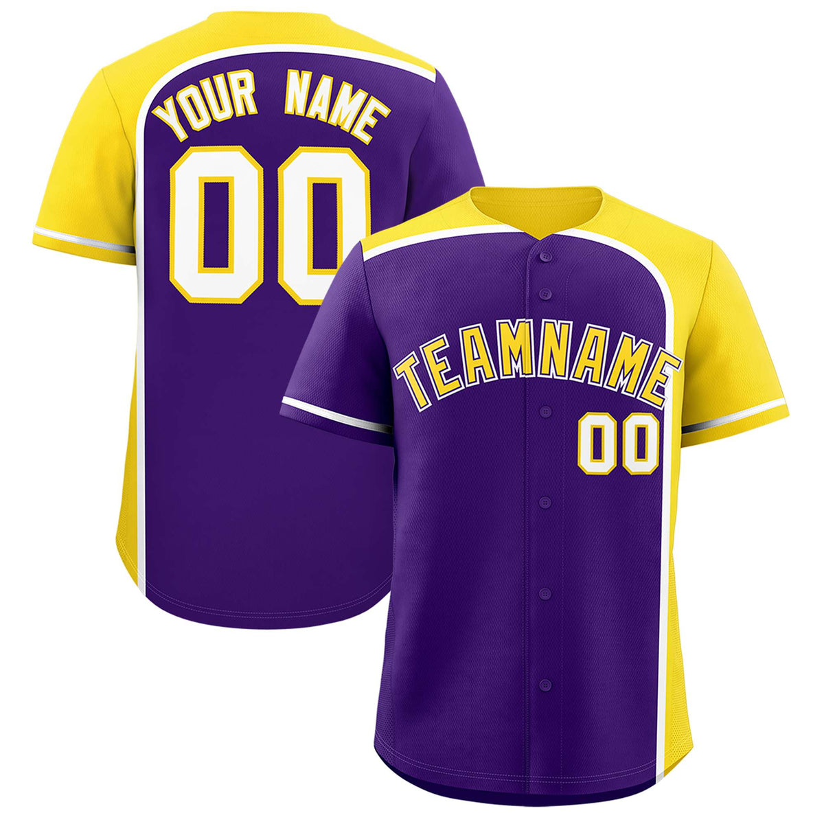 Custom Purple Gold Personalized Color Block Authentic Baseball jersey