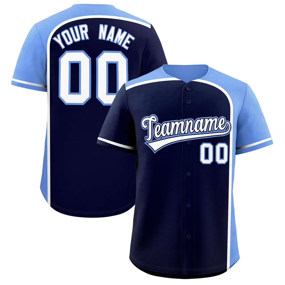 Custom Navy Light Blue Personalized Color Block Authentic Baseball jersey