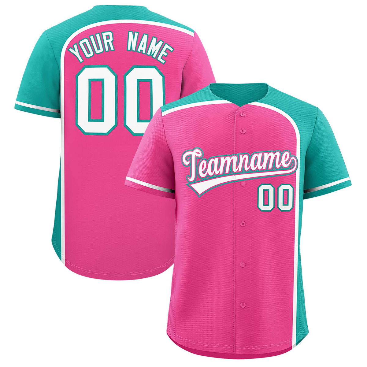 Custom Pink Aqua Personalized Color Block Authentic Baseball jersey