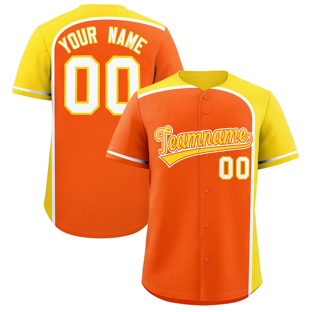 Custom Orange Gold Personalized Color Block Authentic Baseball jersey