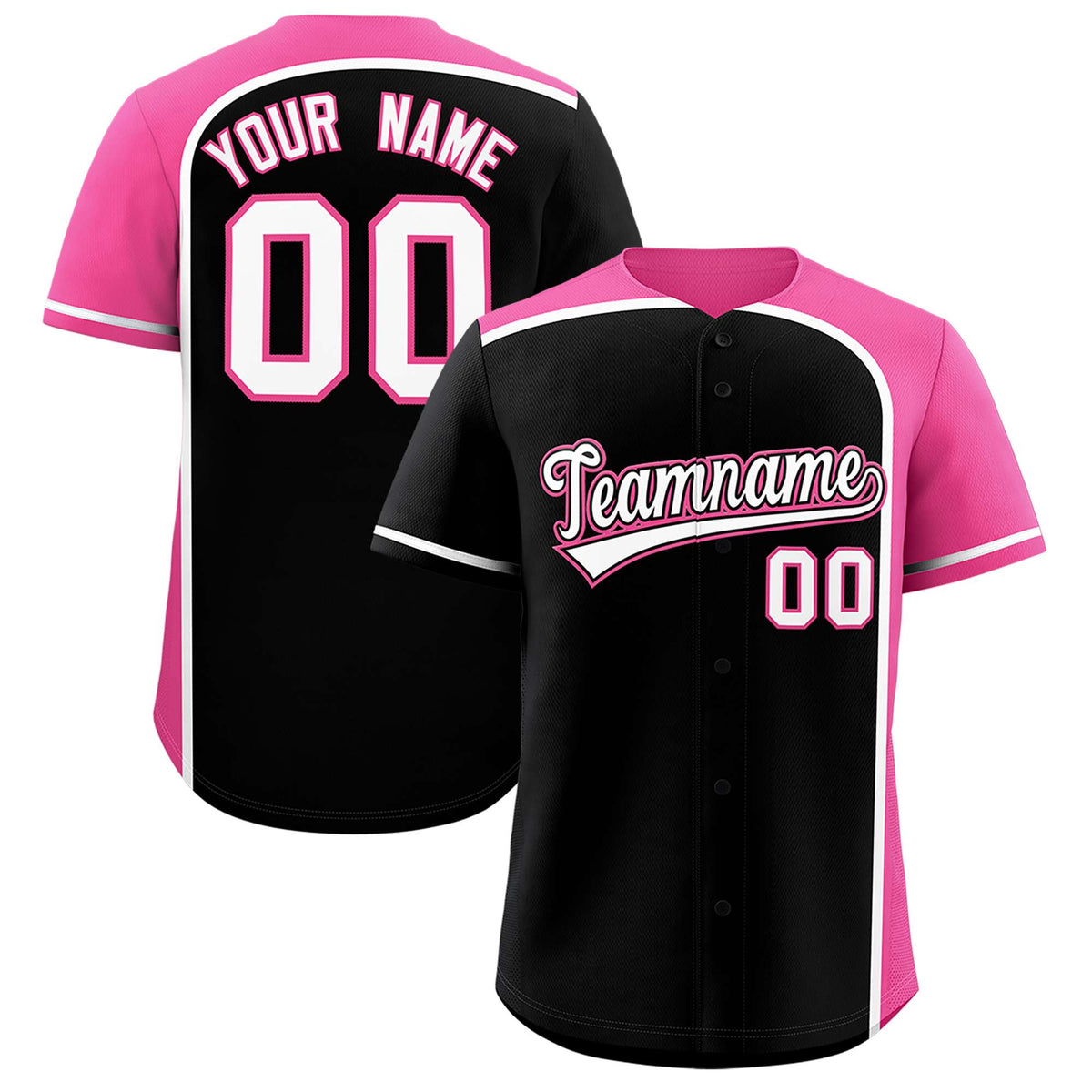 Custom Black Pink Personalized Color Block Authentic Baseball jersey