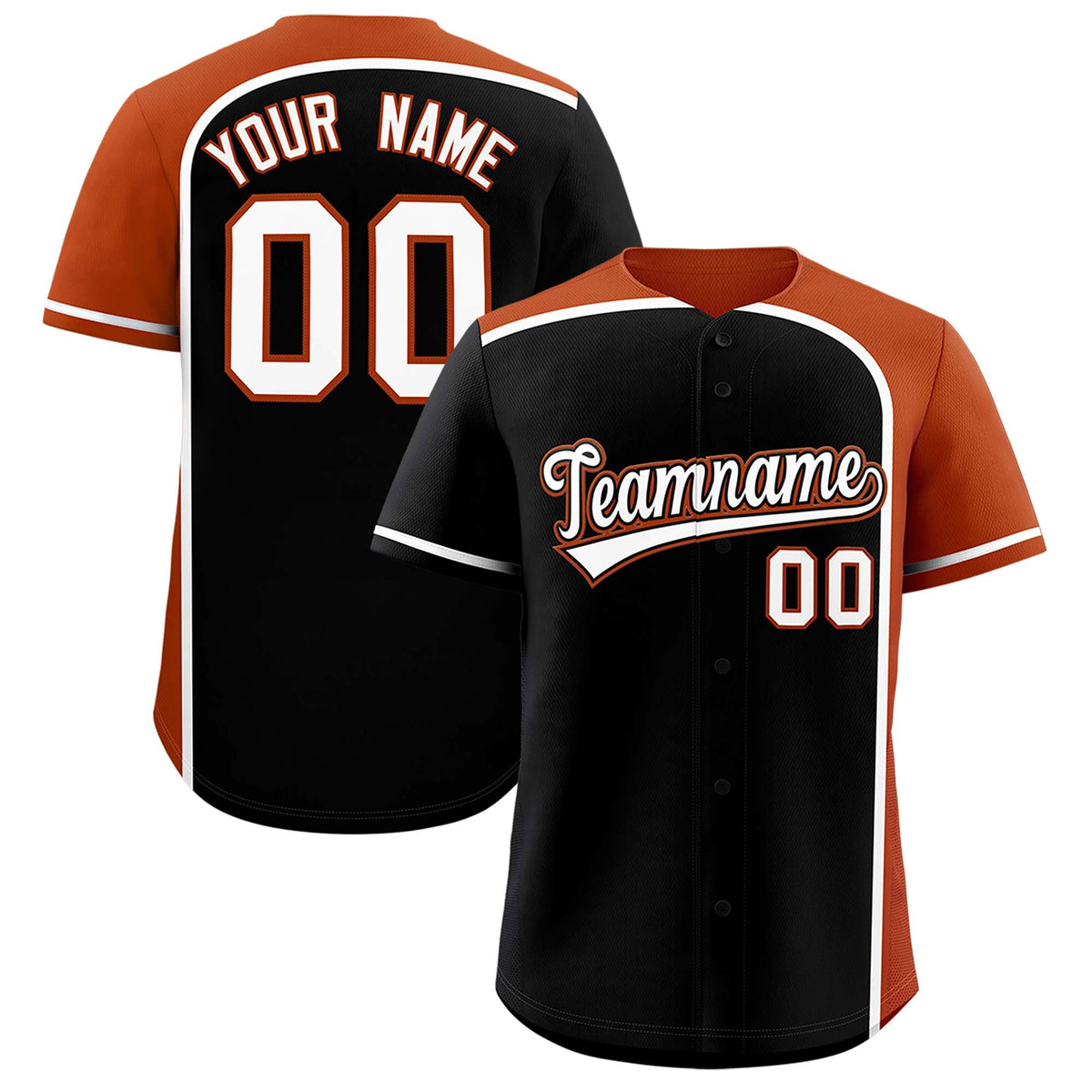 Custom Black Texas Orange Personalized Color Block Authentic Baseball jersey