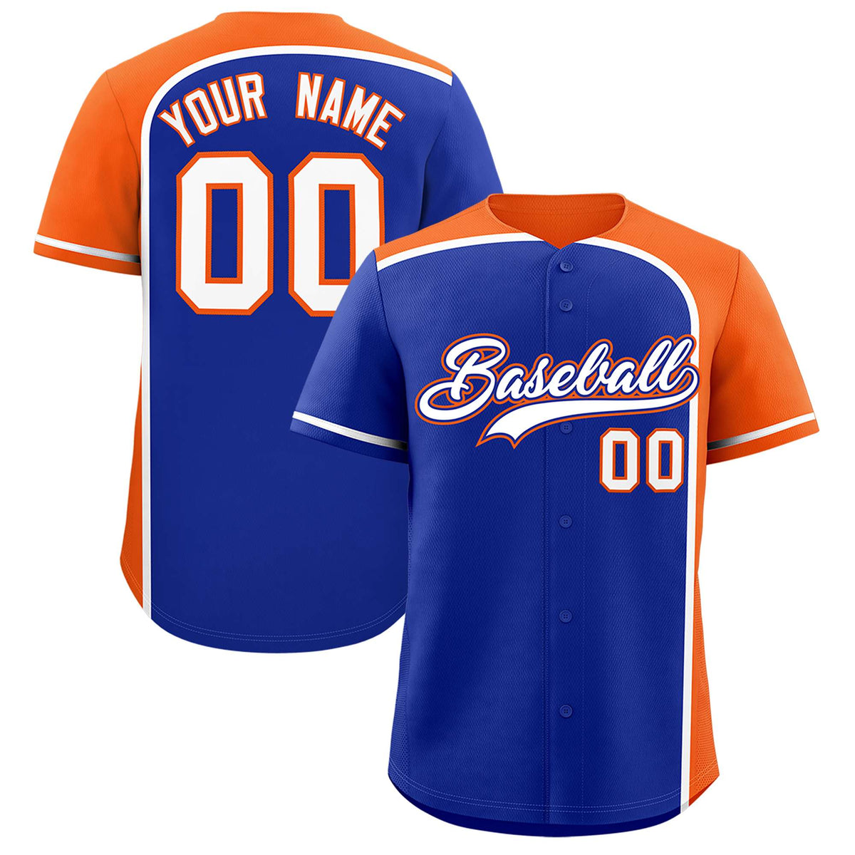 Custom Royal Orange Personalized Color Block Authentic Baseball jersey