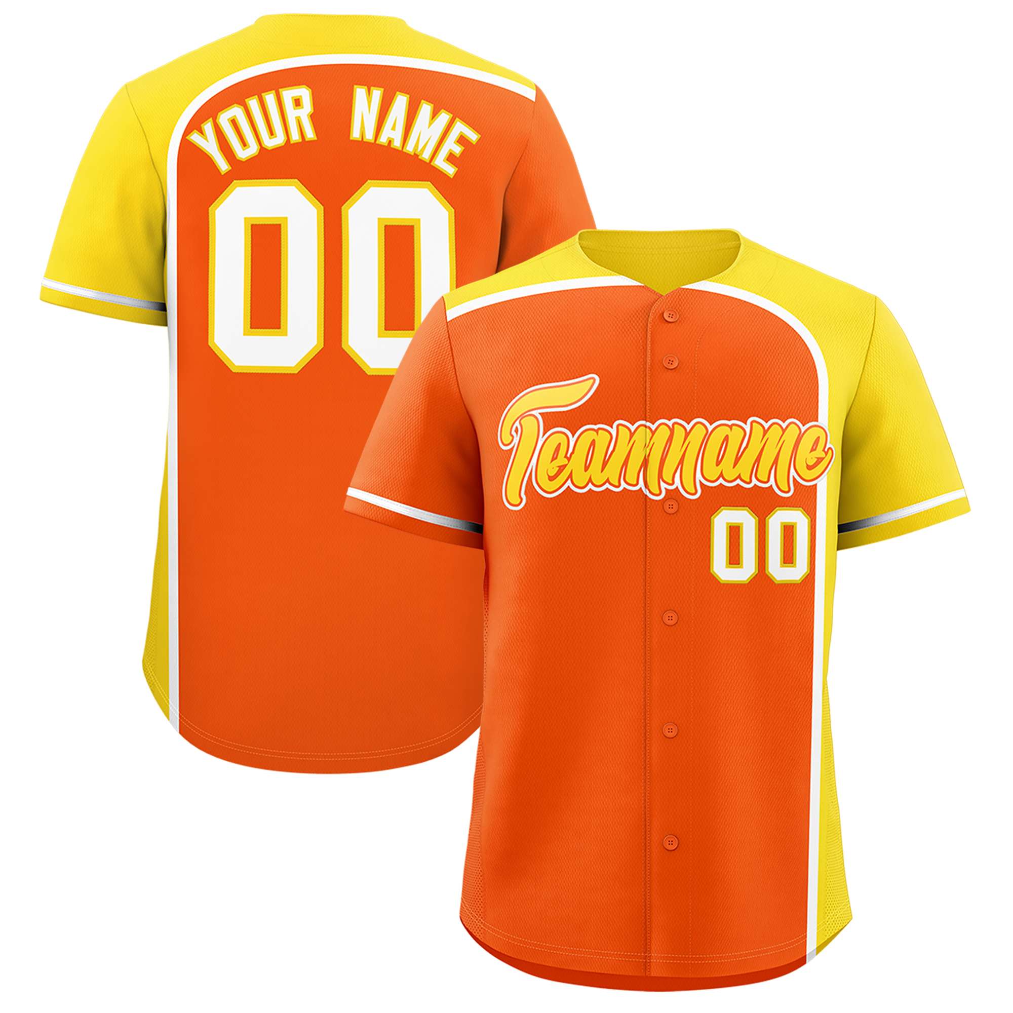 Custom Orange Gold Personalized Color Block Authentic Baseball jersey