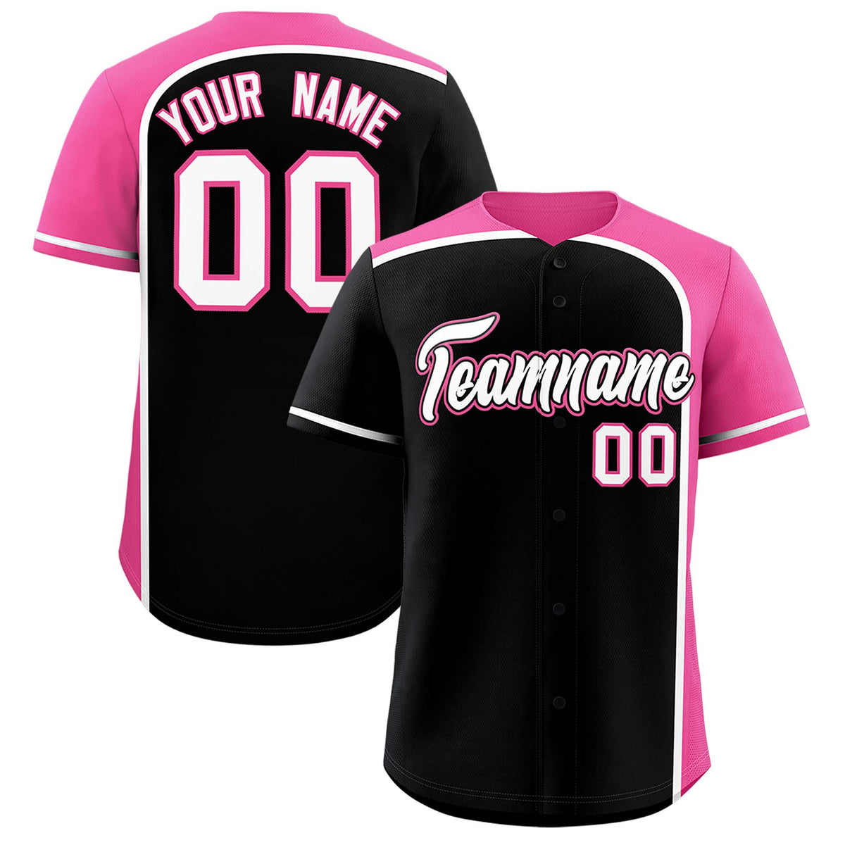 Custom Black Pink Personalized Color Block Authentic Baseball jersey