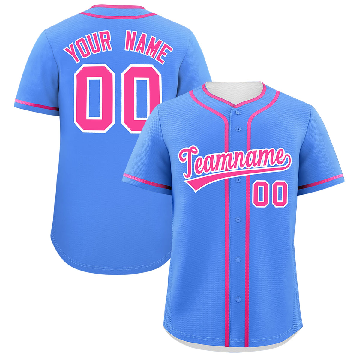 Custom Powder Blue Pink Personalized Classic Authentic Baseball Jersey