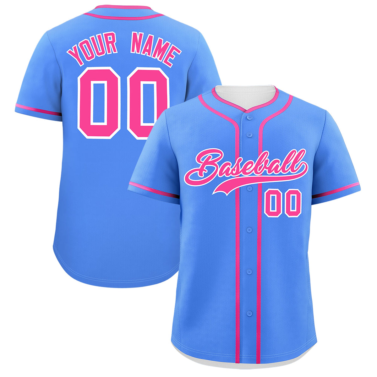 Custom Powder Blue Pink Personalized Classic Authentic Baseball Jersey