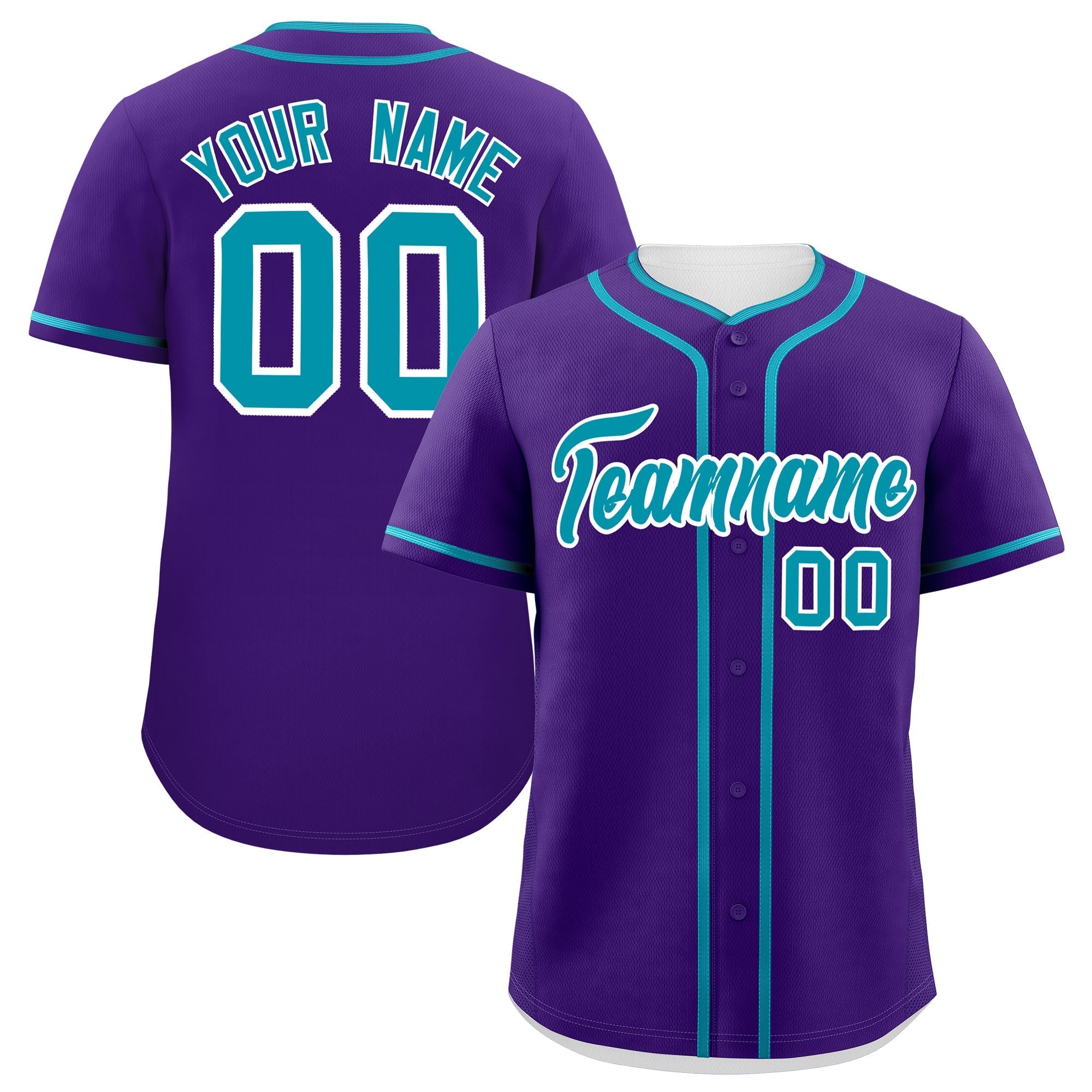 Custom Purple Teal Personalized Classic Authentic Baseball Jersey
