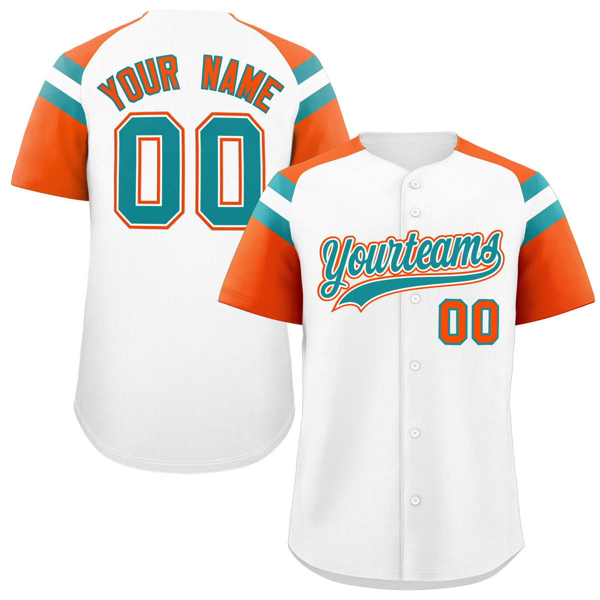 Custom White Orange Contrast Raglan Sleeves Authentic Baseball Jersey| KXKSHOP