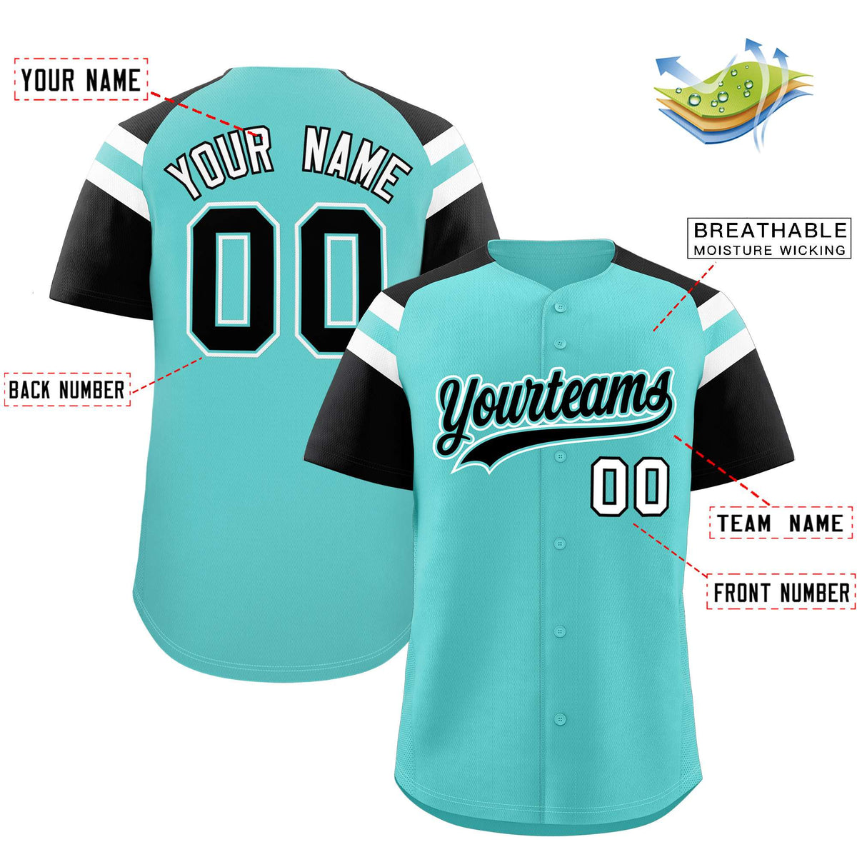Custom Bright Green Black Contrast Raglan Sleeves Authentic Baseball Jersey| KXKSHOP