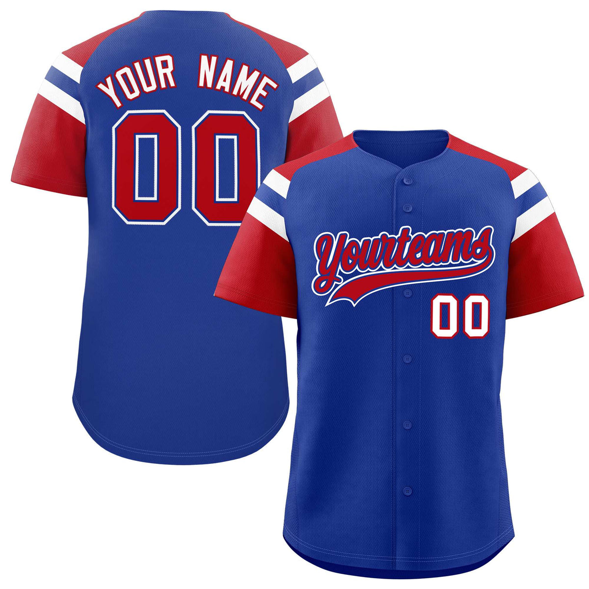 Custom Royal Red Contrast Raglan Sleeves Authentic Baseball Jersey| KXKSHOP