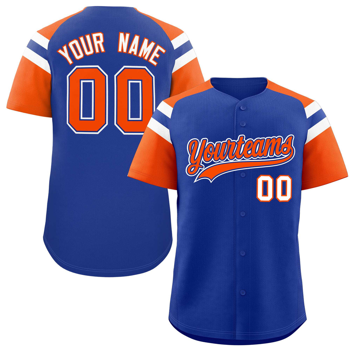 Custom Royal Orange Contrast Raglan Sleeves Authentic Baseball Jersey| KXKSHOP