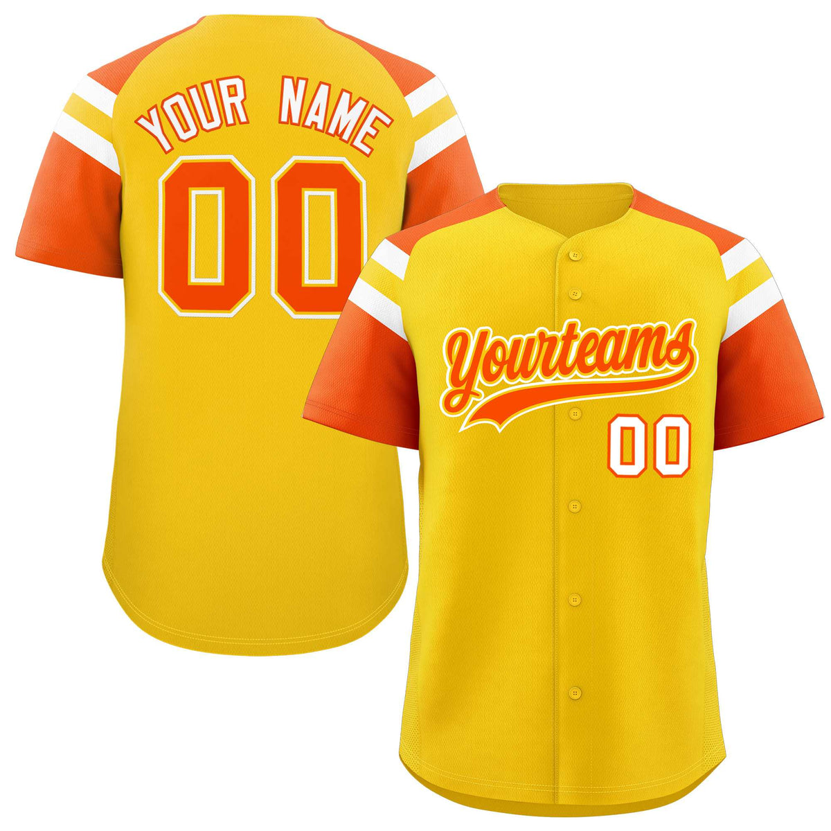 Custom Gold Orange Contrast Raglan Sleeves Authentic Baseball Jersey| KXKSHOP