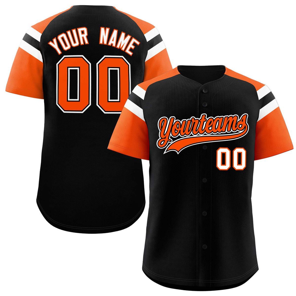 Custom Black Orange Contrast Raglan Sleeves Authentic Baseball Jersey| KXKSHOP