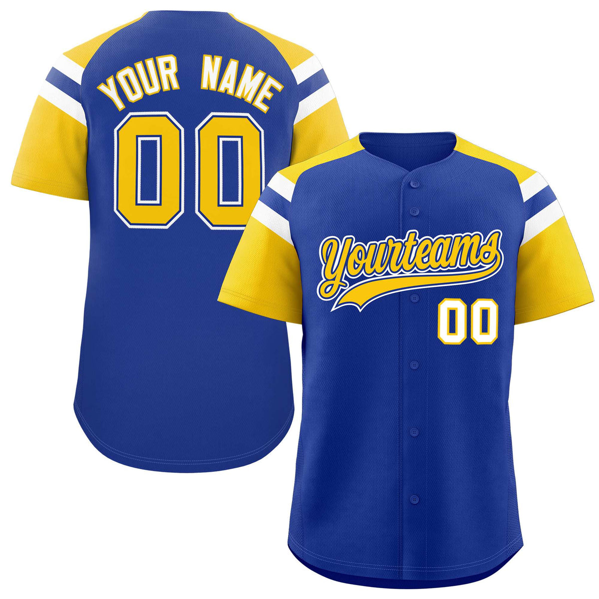 Custom Royal Gold Contrast Raglan Sleeves Authentic Baseball Jersey| KXKSHOP