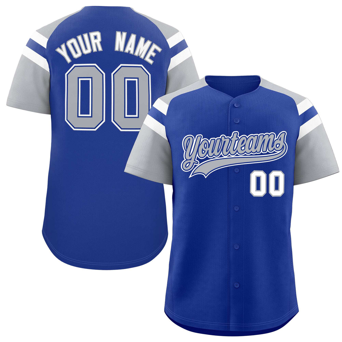 Custom Royal Silver Contrast Raglan Sleeves Authentic Baseball Jersey| KXKSHOP