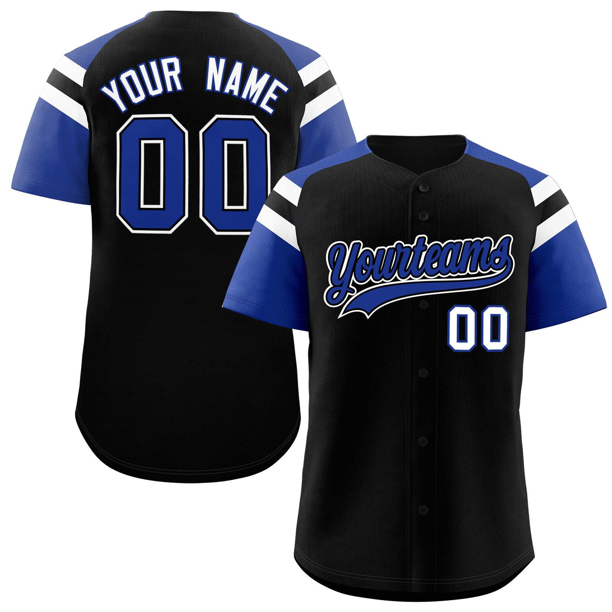 Custom Black Royal Contrast Raglan Sleeves Authentic Baseball Jersey| KXKSHOP
