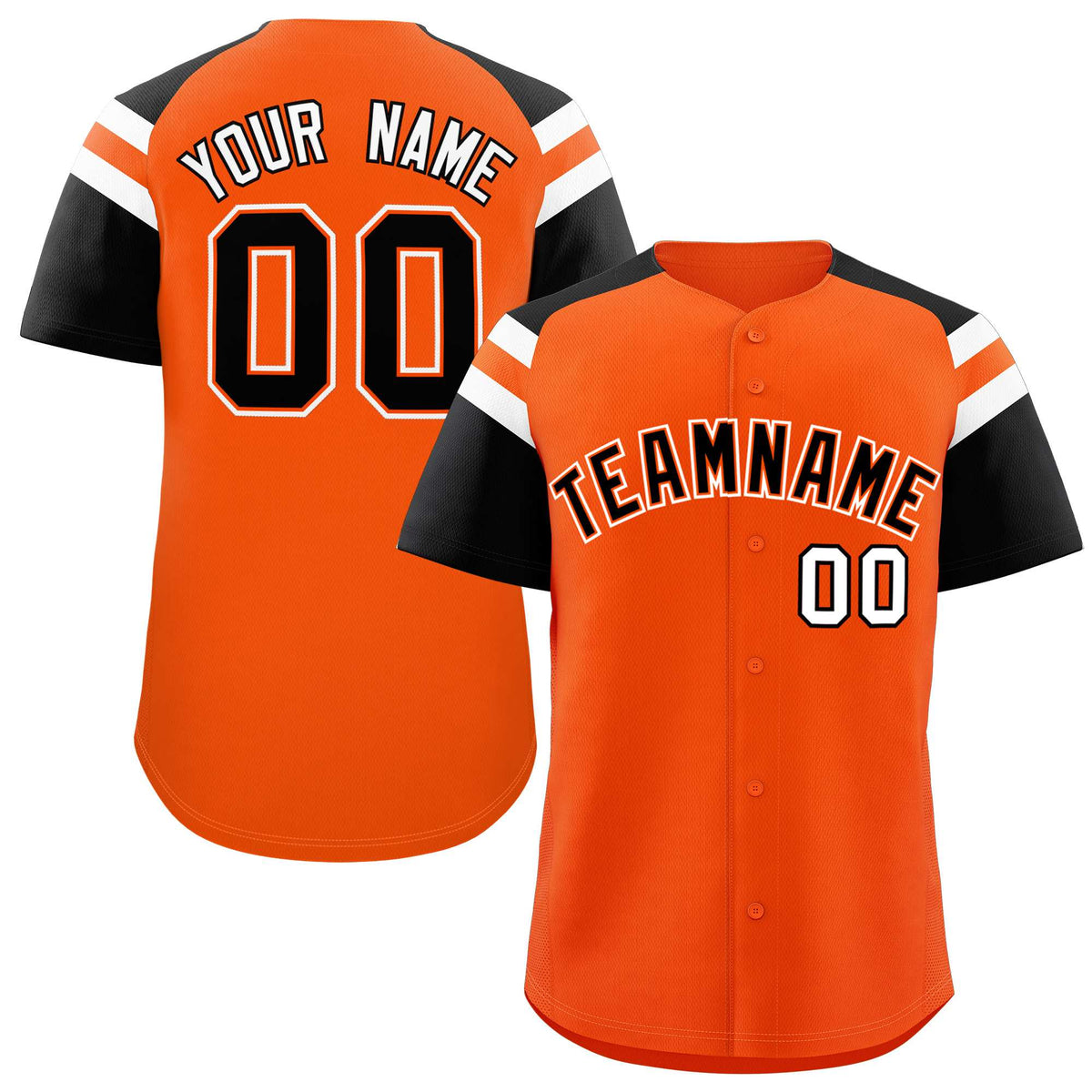 Custom Orange Black Contrast Raglan Sleeves Authentic Baseball Jersey| KXKSHOP