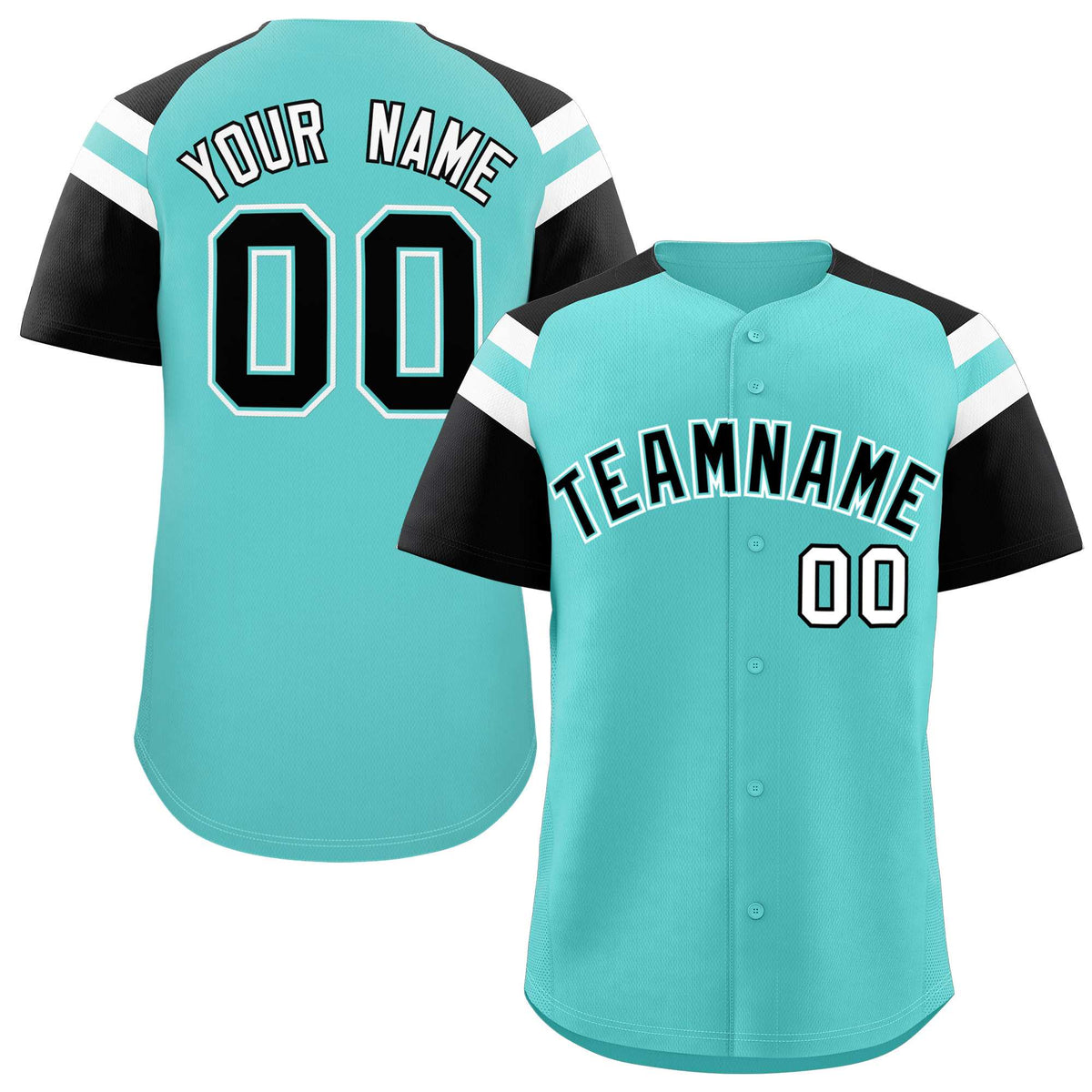 Custom Bright Green Black Contrast Raglan Sleeves Authentic Baseball Jersey| KXKSHOP