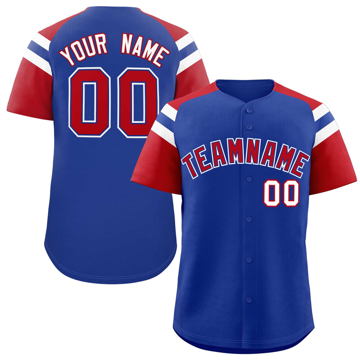 Custom Royal Red Contrast Raglan Sleeves Authentic Baseball Jersey| KXKSHOP