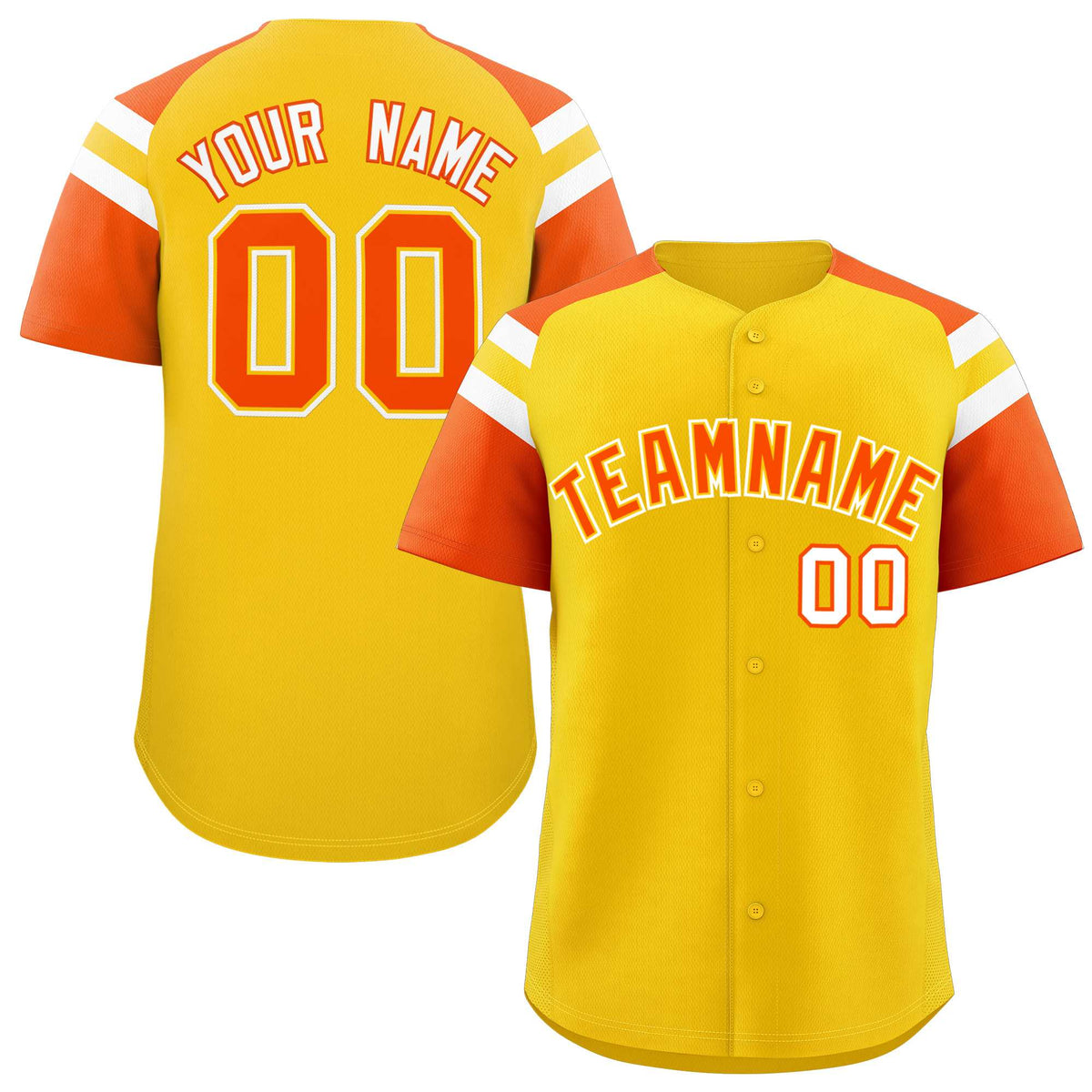 Custom Gold Orange Contrast Raglan Sleeves Authentic Baseball Jersey| KXKSHOP