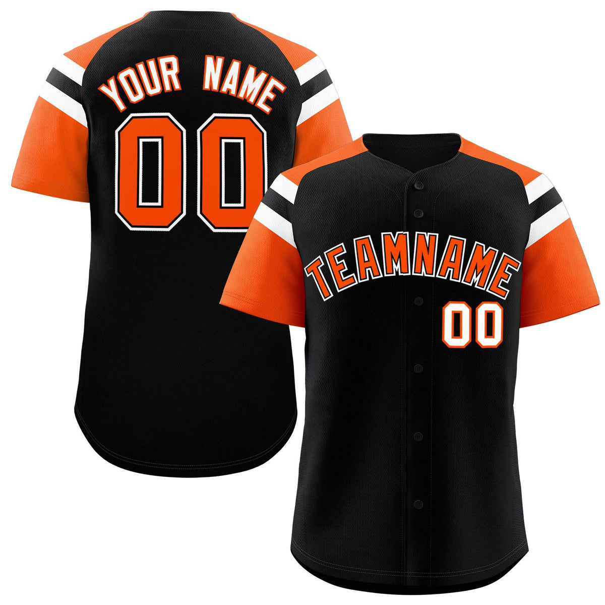 Custom Black Orange Contrast Raglan Sleeves Authentic Baseball Jersey| KXKSHOP