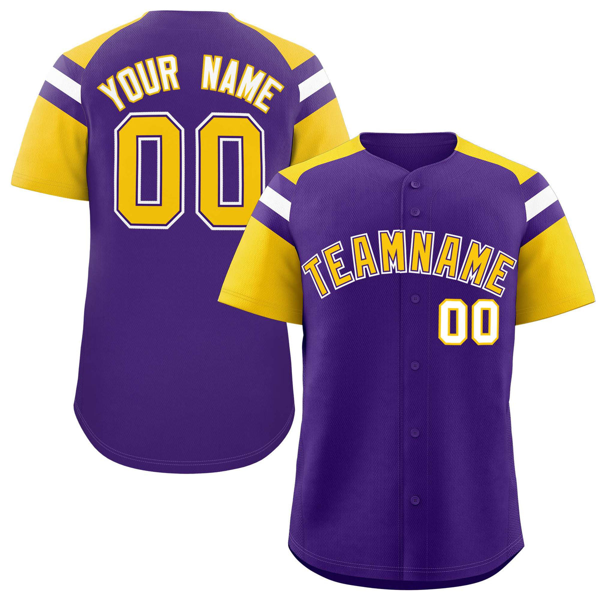 Custom Purple Gold Contrast Raglan Sleeves Authentic Baseball Jersey| KXKSHOP