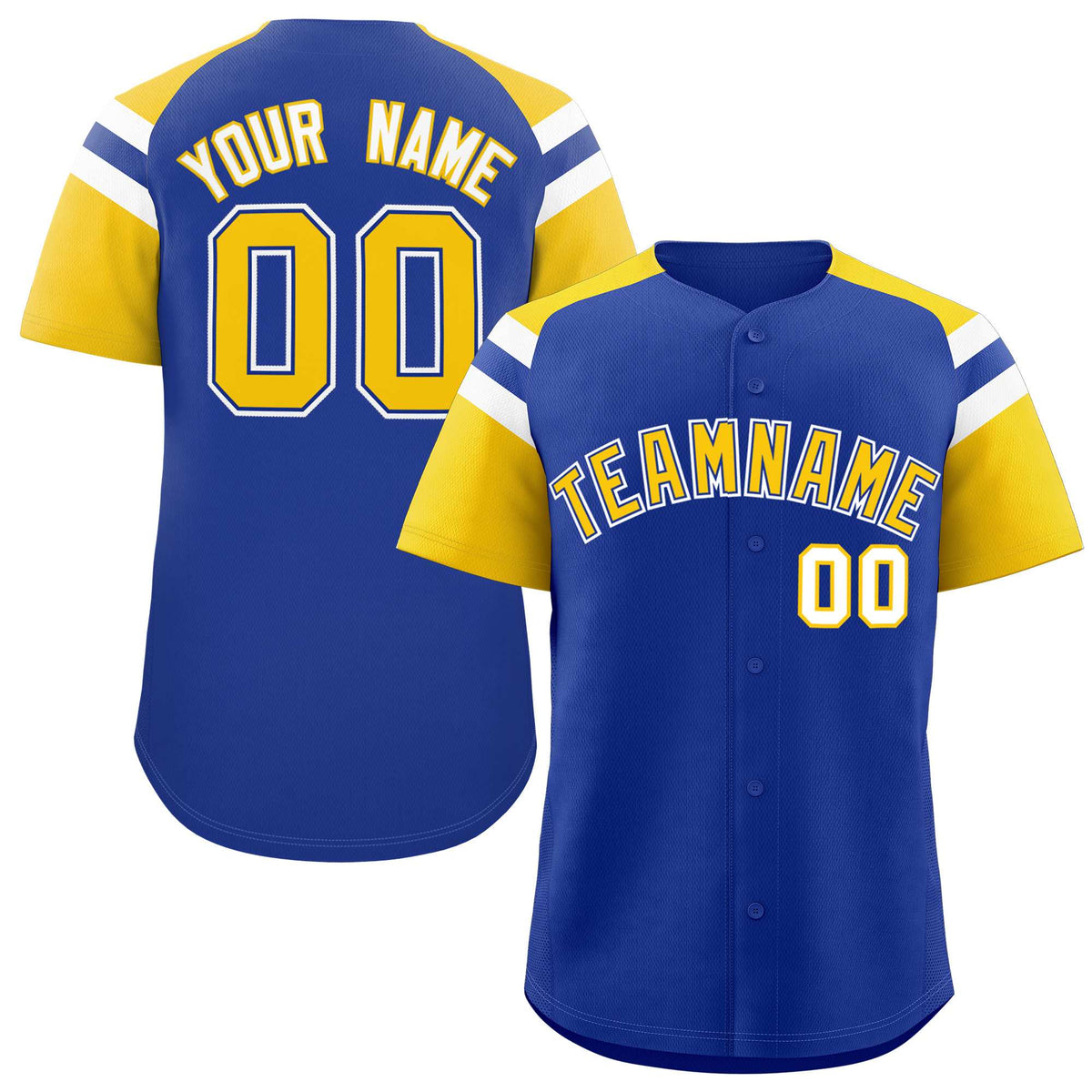 Custom Royal Gold Contrast Raglan Sleeves Authentic Baseball Jersey| KXKSHOP