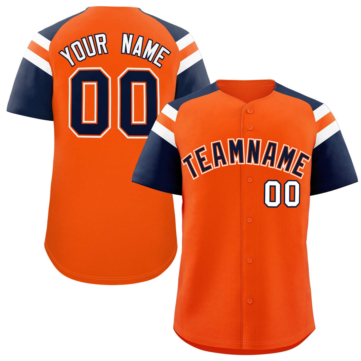 Custom Orange Navy Contrast Raglan Sleeves Authentic Baseball Jersey| KXKSHOP