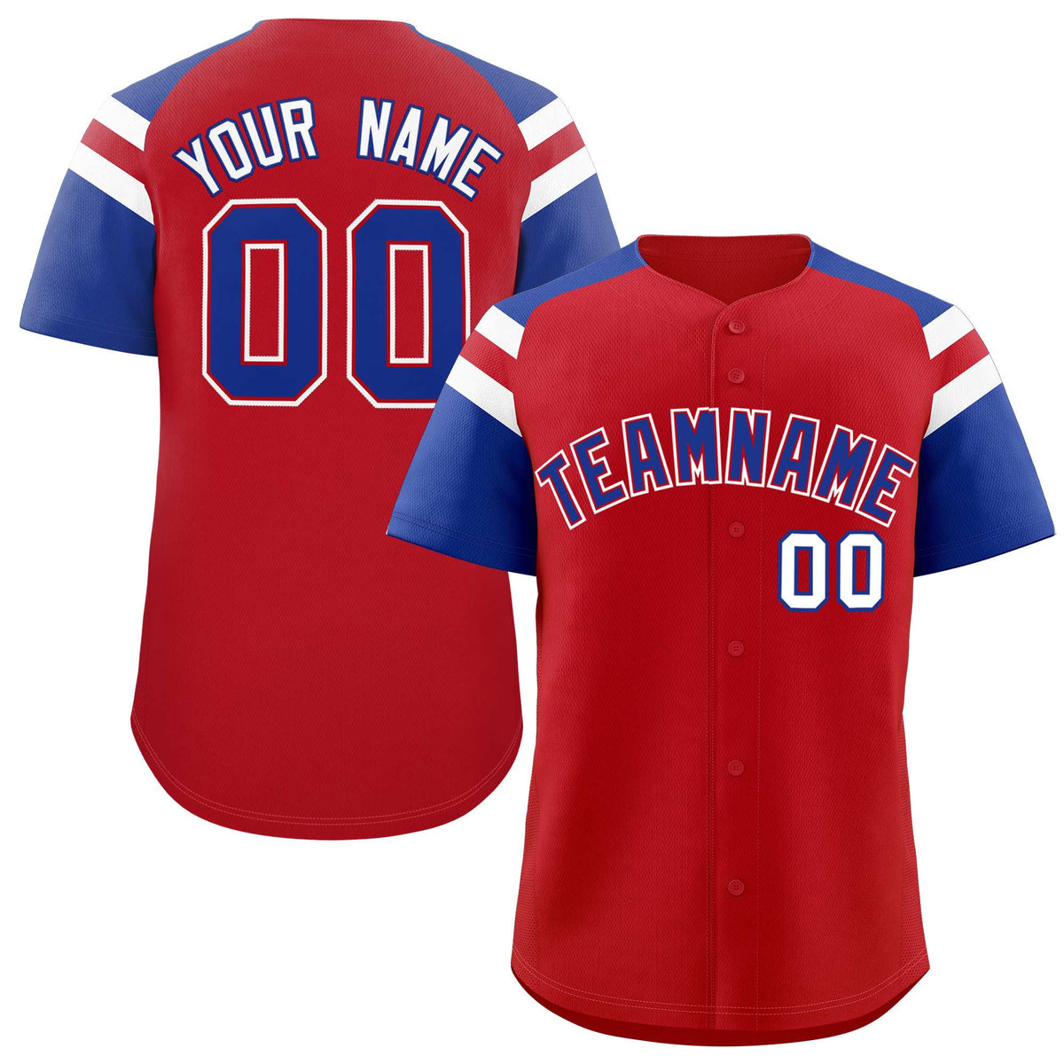 Custom Red Royal Contrast Raglan Sleeves Authentic Baseball Jersey| KXKSHOP