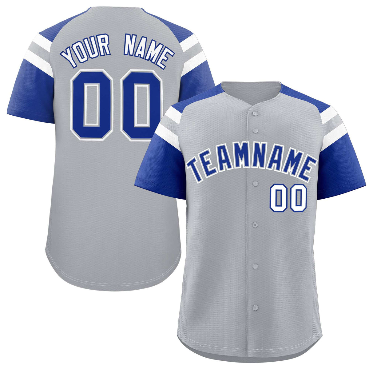 Custom Silver Royal Contrast Raglan Sleeves Authentic Baseball Jersey| KXKSHOP