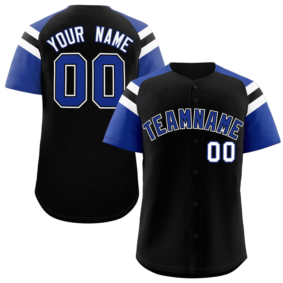 Custom Black Royal Contrast Raglan Sleeves Authentic Baseball Jersey| KXKSHOP