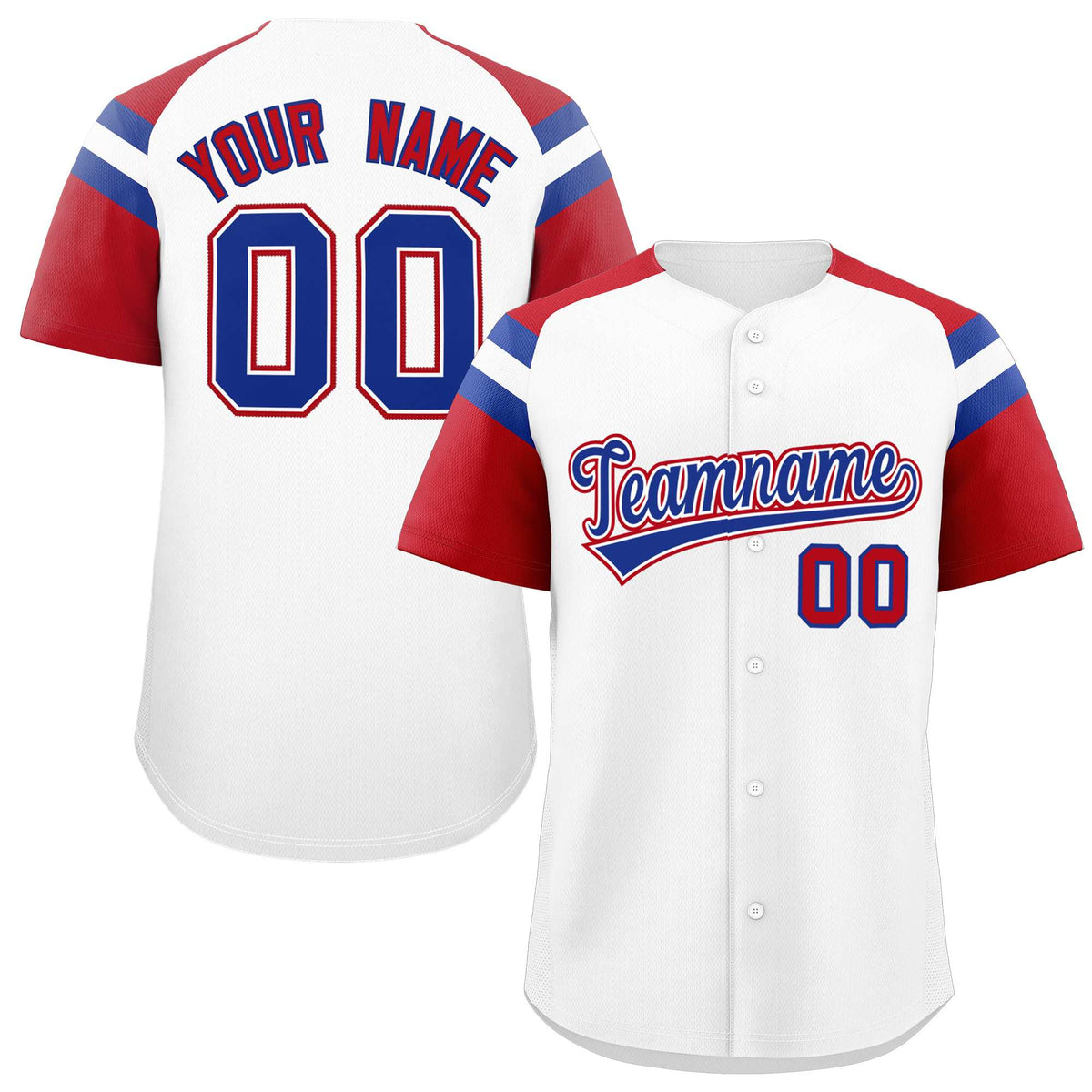 Custom White Red Contrast Raglan Sleeves Authentic Baseball Jersey| KXKSHOP