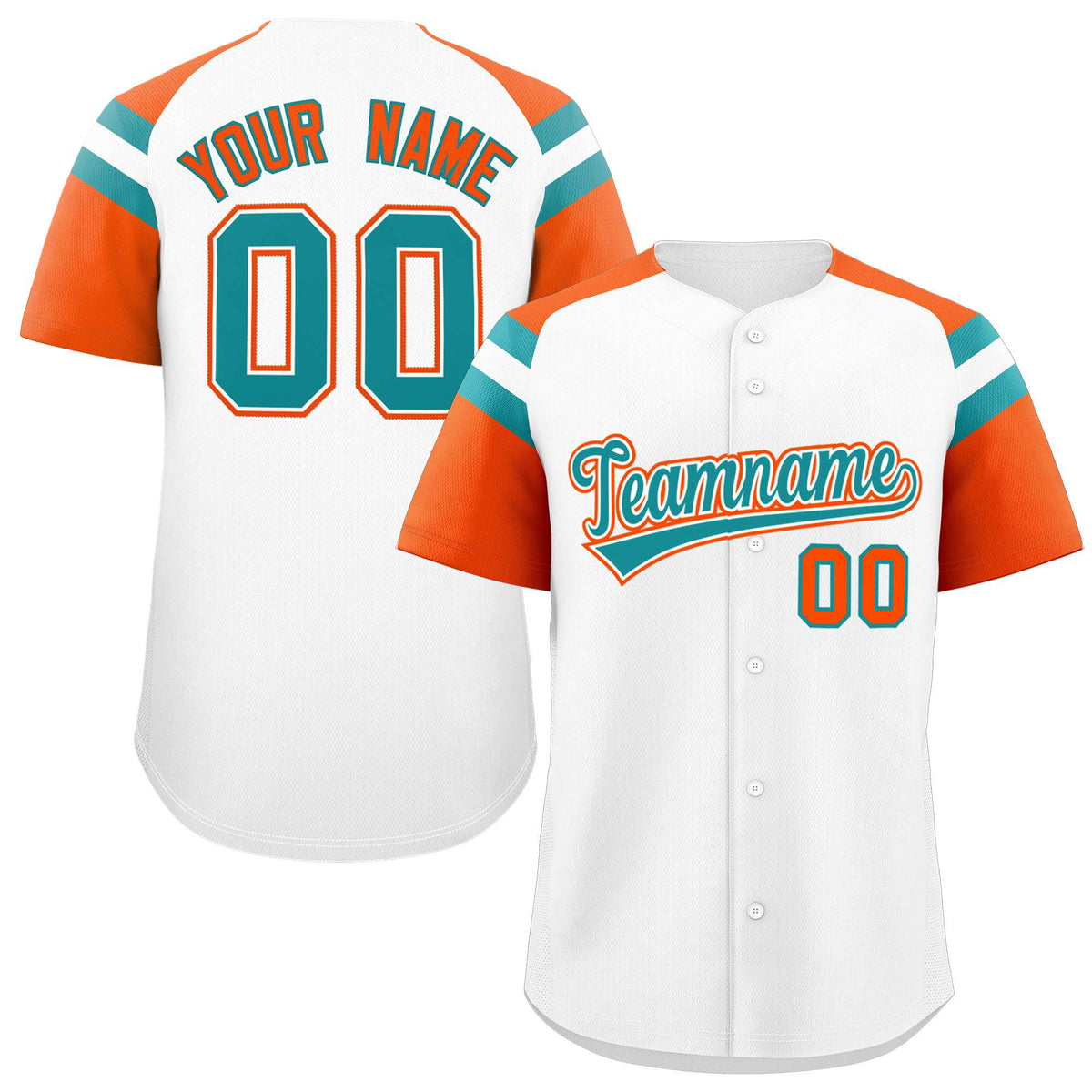 Custom White Orange Contrast Raglan Sleeves Authentic Baseball Jersey| KXKSHOP